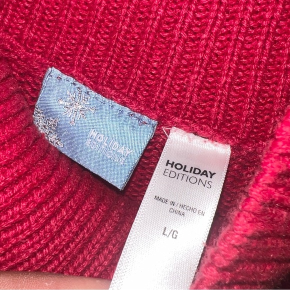 Holiday Editions Ugly Christmas Embroidered Turtleneck Sweater SZ L - Picture 5 of 6